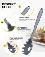 3 Pcs Silicone Kitchen Utensils Set, Soup Ladle-Pasta Fork-Slottede Spoon, Nonstick BPA Free High Heat Resistant Cooking Utensils for Mixing, Serving, Draining, Turning, Stirring - Image 3