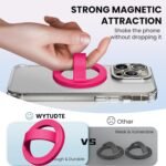 Magnetic Silicone Ring Grip Phone Holder, Loop Grip Phone Holder,Magnetic Phone Loop,Magsafe Phone Grip,Compatible with Magsafe for iPhone 16/15/14/13/12 Series (Pink) - Image 3