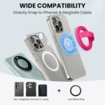 Magnetic Silicone Ring Grip Phone Holder, Loop Grip Phone Holder,Magnetic Phone Loop,Magsafe Phone Grip,Compatible with Magsafe for iPhone 16/15/14/13/12 Series (Pink) - Image 5