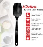 Premium Silicone Marbled Spatula Set of 6 – 446°F Heat-Resistant One-Piece Steel Core, Non-Stick Kitchen Tools for Baking, Cooking & Mixing – Dishwasher Safe (Black) - Image 5