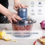 La Reveuse Food Processor,Electric Food Chopper with 7-Cup (1.7L) Glass Bowl, 4 Bi-Level Blades for Chopping,Grinding,Mincing,Whisking,Meal Prep,300W,Blue - Image 3