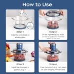 La Reveuse Food Processor,Electric Food Chopper with 7-Cup (1.7L) Glass Bowl, 4 Bi-Level Blades for Chopping,Grinding,Mincing,Whisking,Meal Prep,300W,Blue - Image 5