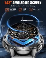 1.43" AMOLED Smart Watch for Men with Flashlight, Bluetooth Calling, 110+ Sports Modes, IP68 Waterproof Fitness Tracker with 530mAh Battery, Heart Rate/SpO2/Sleep Monitor, Android & iOS - Image 3