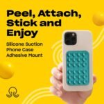 OCTOBUDDY Classic - Silicone Suction Phone Case Adhesive Mount - Hands-Free, Strong Grip Holder for Selfies & Videos - iPhone & Android Compatible - 2.25″ x 3.25″, Turquoise - Image 3