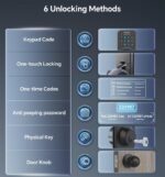 Keyless Entry Keypad Deadbolt with Handle Set, Smart Lock, Auto-Lock + One-Touch Lock, 100 Codes + 15-Min Easy Install, Ideal for Airbnb/Homes/Offices, Fits U.S. Standard Front Doors, Black - Image 3