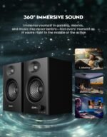 OHAYO 60W Computer Speakers for Music and Gaming, Active Bluetooth 5.3, Stereo 2.0 Speakers for Desktop PC or Laptop, 3.5mm Aux RCA USB Input, 1 Pair, Black - Image 3