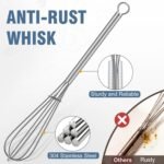 Walfos Mini Whisk,304 Anti-Rust Small whisk,Sturdy Stainless Steel Wire Tiny Whisks 6+7+8in,Ideal for mixing individual eggs, jams, spices and other small portion ingredients.(3pcs） - Image 3