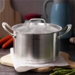 HOMICHEF 3.5QT Silver Nickel Free Stainless Steel Stockpot with Lid - Matte Polished, 8 Inch Wide, 7.6MM Thick Base, No Non-Stick Coating, 4.5 lbs - Image 3
