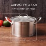 HOMICHEF 3.5QT Silver Nickel Free Stainless Steel Stockpot with Lid - Matte Polished, 8 Inch Wide, 7.6MM Thick Base, No Non-Stick Coating, 4.5 lbs - Image 4