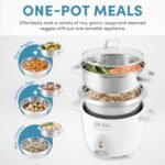 Aroma Housewares 14-Cup (Cooked) / 3Qt. Select Stainless Pot-Style Rice Cooker, & Food Steamer, One-Touch Operation, Automatic Keep Warm Mode, White (ARC-757-1SG) - Image 3