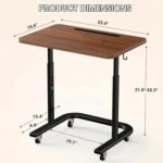 BUYIFY Height Adjustable TV Tray Table on Wheels - Rolling Laptop Desk for Bed & Sofa - C Shaped Side Table for Recliner, Small Spaces & Walking Pad (Dark Walnut) - Image 3