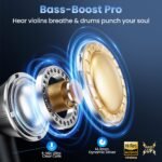 Wireless Earbuds, Bluetooth Headphones with Deep Bass Stereo, 48H Playback Ear Buds with LED Power Display, Lightweight, IPX7, in-Ear Earphones with Mic for iPhone/Android/iPad, Black - Image 3