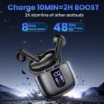 Wireless Earbuds, Bluetooth Headphones with Deep Bass Stereo, 48H Playback Ear Buds with LED Power Display, Lightweight, IPX7, in-Ear Earphones with Mic for iPhone/Android/iPad, Black - Image 4