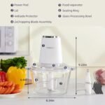 Food Processor,Electric Food Chopper with 500W Stainless Steel Motor & 2 Sharp Blade Sets,8-Cup Glass Bowl for Meat, Vegetables, Fruits and Nuts - Image 4