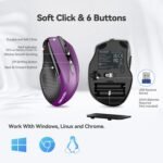 TECKNET Wireless Mouse for Laptop, Silent Mouse Quiet Click, Computer Mice Wireless, 6 Adjustable 4000 DPI Computer Mice - Purple - Image 6