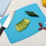 Liflicon Thick Silicone Cutting Board 12.6'' x 9.1'' Foldable & Flexible Design Juice Grooves Easy Grip Handle Dishwasher Safe-Blue - Image 3