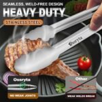 Stainless Steel Cooking Tongs Set of 3 - Heavy Duty 12/9/7 Inch Locking Tongs, Heat Resistant to 600 Degrees, Food Grade Kitchen Metal Tong for Food, Salad, & BBQ - Dishwasher Safe - Image 3
