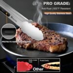 Stainless Steel Cooking Tongs Set of 3 - Heavy Duty 12/9/7 Inch Locking Tongs, Heat Resistant to 600 Degrees, Food Grade Kitchen Metal Tong for Food, Salad, & BBQ - Dishwasher Safe - Image 5