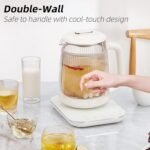 Health Pot, 1.5L Double-Layer Glass Electric Kettle with Stew Pot, 9-in-1 Multi-Function Tea Maker for Soup, Porridge, Herbal Tea, Stainless Steel Base, Glass Touch Panel, Programmable - Image 3