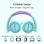V1 Kids Headphones, Wired Stereo Foldable Tangle-Free 3.5mm Adjustable On-Ear Headphones for Kids for School/Toddlers/Childrens/Teens/Boys/Girls/Ipad/Tablet/Kindle/Phones/Travel/Plane (Green) - Image 5