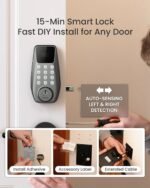 DESLOC C100 Keyless Entry Door Lock with Keypad, Smart Deadbolt Lock for Front Door with 2 Keys, Auto Lock, Easy Installation, 100 PIN Codes, IP54 Waterproof, BHMA Grade 3, Nickel - Image 5