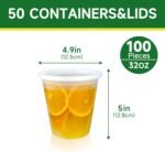50 Set 32 oz Deli Containers with Lids, Leak-Proof BPA Free Plastic Take Out Bowls, Food Storage Containers for Takeout Meal Prep Storage, Freezer, Microwave & Dishwasher Safe - Image 3