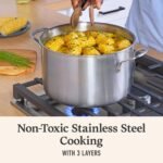 Calphalon Premier Brushed 5-Ply Stainless Steel Cookware Set w/Turbo Heat Tech 6Qt Stock Pot with Lid, Induction, Oven Safe 450F, Silver - Image 3