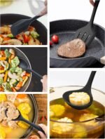 Silicone Kitchen Utensils Set, 5 PCS Heat Resistant Non Stick Cooking Tools, Silicone Spatula/Turner/Serving Spoon/Soup Ladle/Slotted Spoon, for Home and Camping - Image 4