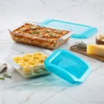 Libbey Baker’s Premium 5 Piece Glass Bakeware Set, Includes 10x14, 9x13 with Lid, and 8x8 with Lid, Stackable with GreatGrip™ Handles - Image 3