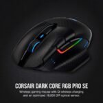 Corsair Dark CORE RGB PRO SE Wireless FPS/MOBA Gaming Mouse with Qi Charging – 18,000 DPI – 8 Programmable Buttons – Sub-1ms Wireless – iCUE Compatible – PC, Mac, PS5, PS4, Xbox – Black - Image 3