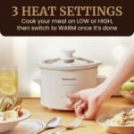 Elite Gourmet MST-250XW Electric Slow Cooker Ceramic Pot Adjustable Temp, Entrees, Sauces, Stews & Dips, Dishwasher Safe Glass Lid & Crock - Image 3