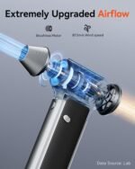 WOLFBOX MF200 Compressed Air Duster with Removable Battery & 4 Nozzles, Cordless 3-Speed Adjustable Mini Blower for Computer Keyboard, Car Cleaning, Home, and Outdoor Use - Image 4