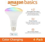 Amazon Basics Smart BR30 LED Light Bulb, Color Changing, 9W (60W Equivalent), 800LM, Works with Alexa Only, 2.4 GHz Wi-Fi, No Hub Required, 4 Pack - Image 3