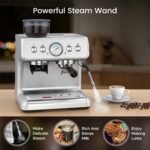 20 Bar Espresso Machine with Grinder & Milk Frother Steam Wand, 58mm Stainless Steel Coffee Maker, Expresso Coffee machines for Home and Café Use, Perfect for Cappuccino and Latte - Image 3