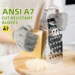 Schwer 2 Pairs High Level ANSI A7 Cut Resistant Gloves, Food Grade Cutting Gloves for Chef, Mandoline Glove for Kitchen Meat Cutting, Wood Caving, Ambidextrous, Breathable & Cool, PR1508, L - Image 3