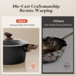 Kitchen Academy Non Toxic Pots and Pans Set Non Stick - 10 Pcs Induction Ceramic Cookware Set, Healthy Nonstick Black Cooking Pans Set, PFAS/PTFE/PFOA & PFOS Free - Image 4