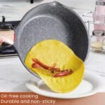 Induction Nonstick Skillet Frying Pan With Lid,Swiss Granite Omelette Pan, Scratch-Resistant Safe Cookware Set，PFOA Free(8 inch) - Image 3