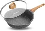 Induction Nonstick Skillet Frying Pan With Lid,Swiss Granite Omelette Pan, Scratch-Resistant Safe Cookware Set，PFOA Free(8 inch) - Image 5