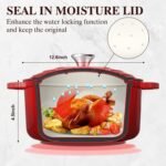 Enameled Cast Iron Dutch Oven - Umite Chef 5QT Pot with Lid & Cotton Potholders - Heavy-Duty Cookware for Bread Baking, Braising, Stews, Roasting(Red) - Image 3
