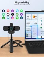 RUWBY QHD 2K Webcam with Built-in Dual Mics, Wide-Angle Lens, Privacy Cover, Tripod Stand, Autofocus Computer Camera, Plug and Play for Desktop PC or Laptop - Image 4