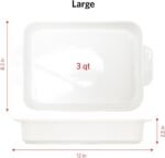 Glad Baking Dish Set, 3pc - Rectangular Stoneware Casserole Dishes for Oven and Microwave - Nesting Bakeware Set with Handles (12'', 10.5'', and 8.5''), Dishwasher Safe - Image 4