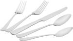 Amazon Basics 20-Piece Stainless Steel Flatware Set with Square Edge, Service for 4, Silver - Image 4