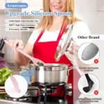 Silicone Mixing Spoons 2-Pack, 10.8" Large High Heat Resistant Nonstick Cooking spoon for Stirring, Mixing and Serving, Green & Pink Rubber Spoon. - Image 4