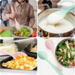 Silicone Mixing Spoons 2-Pack, 10.8" Large High Heat Resistant Nonstick Cooking spoon for Stirring, Mixing and Serving, Green & Pink Rubber Spoon. - Image 5