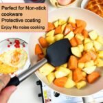 5Pcs Silicone Spatula Heat Resistant Long Large Spatulas Set for Nonstick Cookware, Rubber Pancake Fish Turner Spatula for Kitchen Use Silicone Cooking Kitchen Utensils Set Black - Image 4