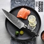 Damascus Chef Knife - Haugo 8 Inch Kitchen Knife with Japanese VG10 Steel Core - Full Tang Handle - Ultra Sharp Professional Cooking Knife - Ronin Series - Gift Box - Image 3