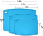Liflicon Silicone Thick Cutting Boards Mats Set of 3pcs Foldable & Flexible Design Juice Grooves Easy Grip Handle Dishwasher Safe for Kitchen,BPA free Chif-Blue - Image 3