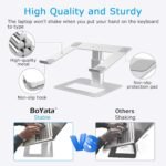 BoYata Laptop Stand, Ergonomic Aluminum Height Adjustable Computer Stand Laptop Riser Holder for Desk, Compatible with MacBook Pro/Air, Dell, Lenovo, HP, Samsung, More Laptops 11-17" - Image 4