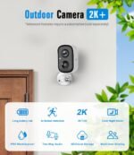 Security Cameras Wireless Outdoor, 2K Cameras for Home Security with Color Night Vision, SD/Cloud Storage,Longer Battery Life, Weatherproof, AI Motion Detection, Spotlight Siren Alarm - Image 3