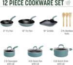 Goodful Ceramic Nonstick Pots and Pans Set, Premium Ceramic Coating Made without PFOA, PTFE or PFAS, Dishwasher Safe, 12-Piece, Turquoise - Image 3